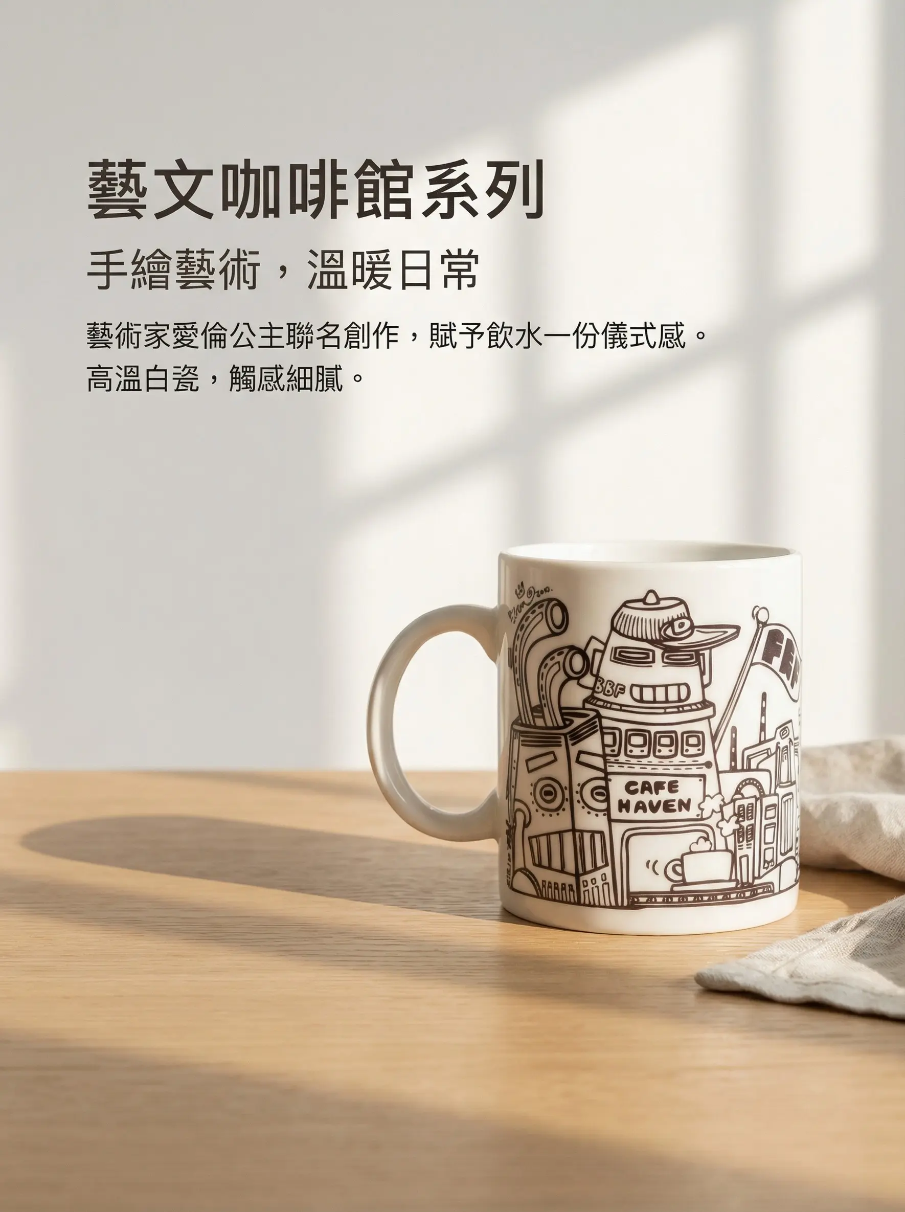 MonkeyCookie猴子餅干全瓷馬克杯 /藝術家愛倫公主插畫/文創馬克杯